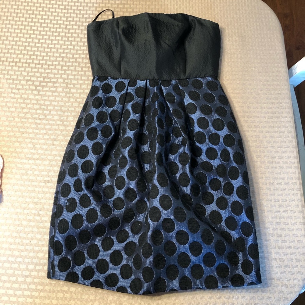 4 collective blue black polka dot dress